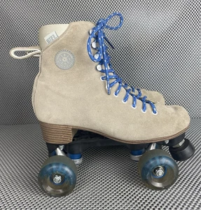 BTFL Pro Artistic Suede Roller Skates 8 Gray Taupe Leather Indoor & Outdoors - Picture 1 of 13