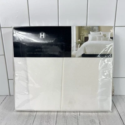 Hotel Collection Verve Queen Bedskirt Woven Jacquard 16" Drop White New - Image 1 of 4