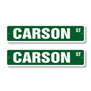 CARSON Street Sign (2 Pack) Childrens Name Room Metal Road Sign - Picture 1 of 7
