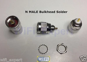 1 x N Stecker Mutter Schott Löten Panel Befestigung gerade RF Koax Kabel Stecker - Bild 1 von 4