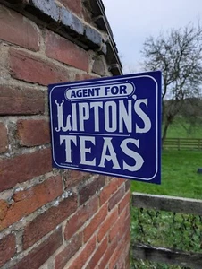 Liptons Tea Double Sided Enamel Sign Liptons Tea Sign Cafe Sign Tea Shop Vintage - Picture 1 of 12
