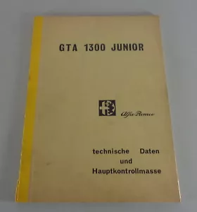 Manual De Taller / Datos Técnicos Alfa Romeo GTA 1300 Junior De Julio De 1968 - Imagen 1 de 5