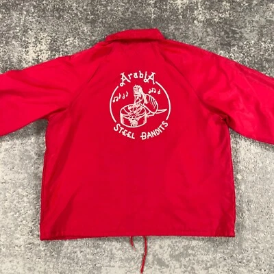 复古 Shriners 风衣夹克男式 XL 红色阿拉伯钢鼓带 80 年代美国制造 — 第 1/4 张图片