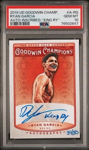 2019 Goodwin Champions Inscribed #34/50 Ryan Garcia Rookie Auto RC PSA 10 POP 2