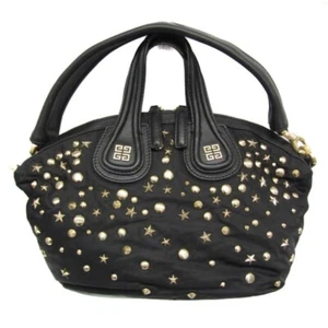 Givenchy Nightingale Handbag Shoulder Bag Studded Leather Black Gold Used - Picture 1 of 24