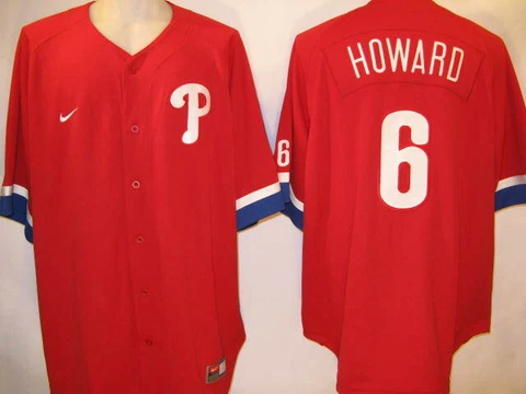 Ryan Howard Philadelphia Phillies Mens Red Nike Button-up Jersey Cover