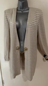 Vintage 80s Cartise International Beige Viscose Jacket Label Size 14 - Picture 1 of 15