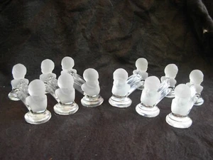 BACCARAT ANTIQUE FRENCH FROSTED CRYSTAL KNIVE RESTS,CHERUB S HEADS,SET OF 6. - Picture 1 of 12