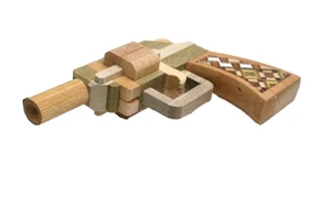 Kumiki Wooden Puzzle Magnum Gun | Japanese Yosegi Craft by Hakone Maruyama - Picture 1 of 5