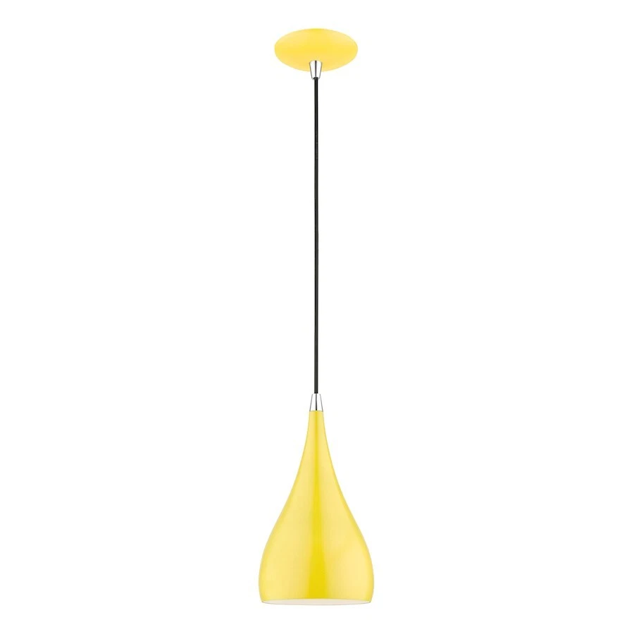 Livex Amador 1 Light Mini Pendant, Yellow/Chrome/White - 41171-82 - Image 1 of 1