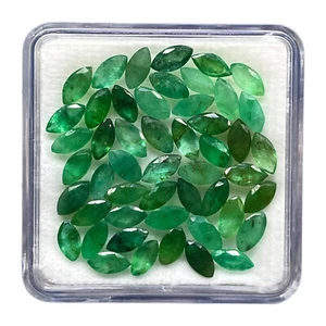50 Pcs Natural Green Emerald Marquise Cut 11.55 Cts Lot 5.5-6mm Loose Gemstones - Picture 1 of 8