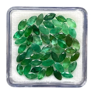 Lote de 50 piedras preciosas sueltas de 5,5-6 mm corte marquesa esmeralda verde natural corte 11,55 quilates Foto 1 de 4