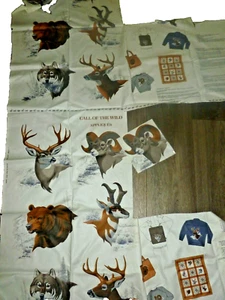 Call of the Wild Fabric Panel Big Game Appliques New Vintage Trophy Hunting - Picture 1 of 5