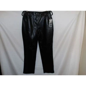 GUESS schwarze Kunstlederhose gerades Bein klassischer kantiger Stil - Bild 1 von 3