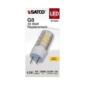 Satco S12324 - 4.5 Watt T6 LED Bulbs - G8 Base -3000K ( 2, 5, 10 or 20 Pack) - Picture 1 of 10