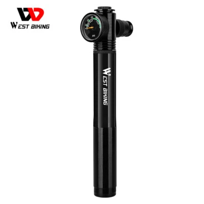 WEST BIKING Mini Bike Bicycle Hand Pump Tyre Inflator With Pressure Gauge 300PSI - Image 1 of 4