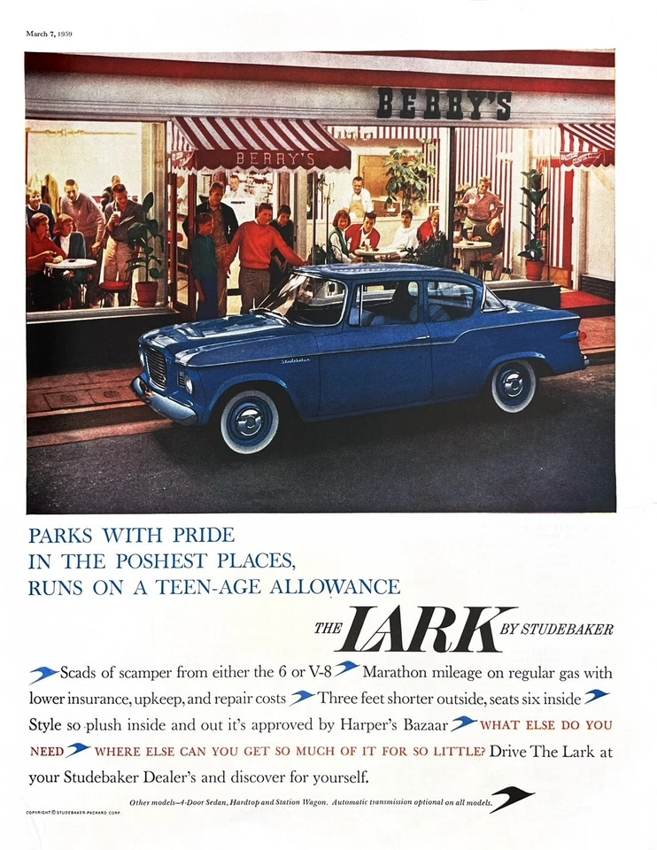 1959 STUDEBAKER LARK Large Original Vintage Print Automobile Car - Image 1 of 1