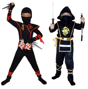 Kids Ninja Costume Boys Girl Fancy Dress Up Role Play Set Halloween Party Child - Picture 1 of 11