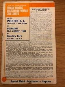 OLDHAM ATHLETIC V PRESTON NORTH END PROGRAMME 1968/69 - Picture 1 of 2