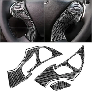 Carbon Fiber Steering Wheel Button Cover Trim For Infiniti JX35 QX60 13-16 Black - Picture 1 of 9