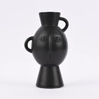Sass & Belle Vase Steinzeug abstraktes Gesicht matt schwarz 26x15x12cm