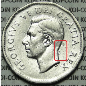 *ERROR*DIE CLASH*Canada 1950 beaver nickel 5c 5 cent coin - Picture 1 of 2