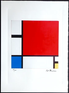 Piet Mondrian " KOMPOSITION mit rot, blau & gelb" 1930 Lithografie, sign. 17/300 - Bild 1 von 3