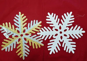 Large Snowflakes White glitter 13 1/2" or Gold & Silver 13 5/8" ea sold separate - Imagen 1 de 9