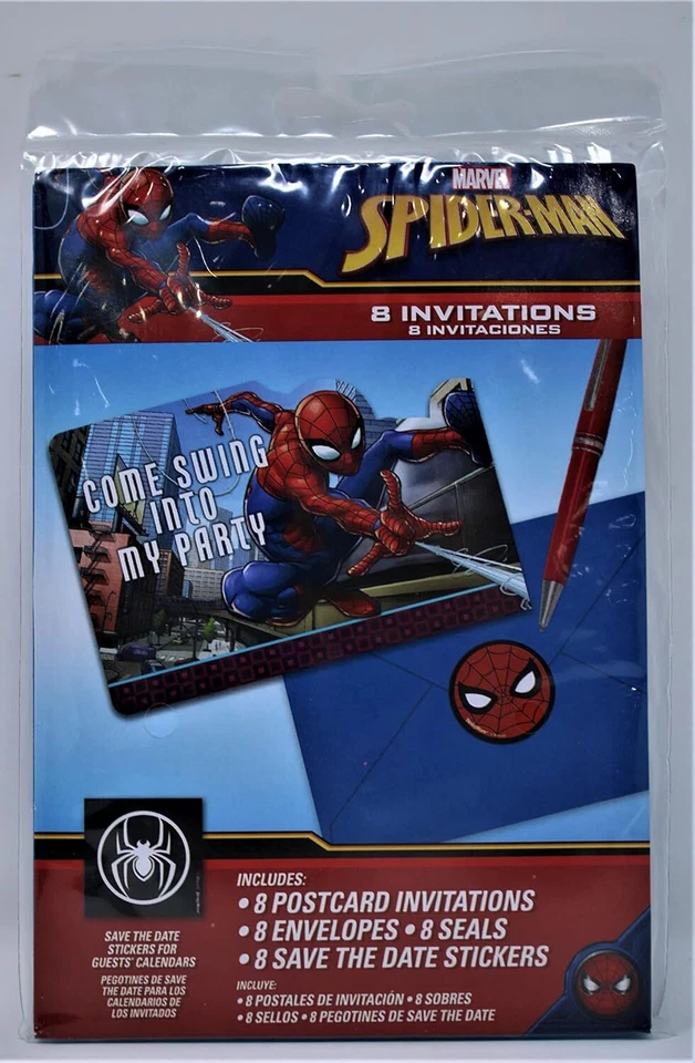 Invitaciones de fiesta de cumpleaños para niños Spider-Man Webbed Wonder Marvel Superhéroe Foto 1 de 1