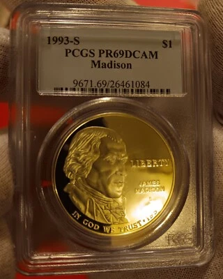 1993-S Silver $1 Madison PCGS PR69 DCAM  - Image 1 of 3