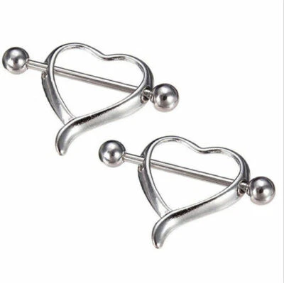 Par 14G 5/8" Cinta Corazón Pezón Protector Anillo Pezones Acero Piercing Barbell Foto 1 de 4