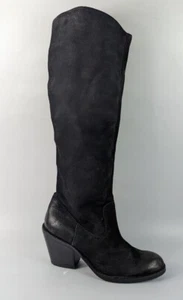 H+M Black Nubuck High Heel Knee Length Boots Uk 6 Eu 39 - Picture 1 of 4
