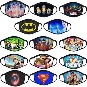 Kids Boys Girls Face Mask Washable Breathable Reusable Mouth Protection Fun Prin - Picture 1 of 26
