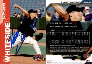 Matt Whiteside Signed 2005 Choice Syracuse SkyChiefs #22 Card Auto