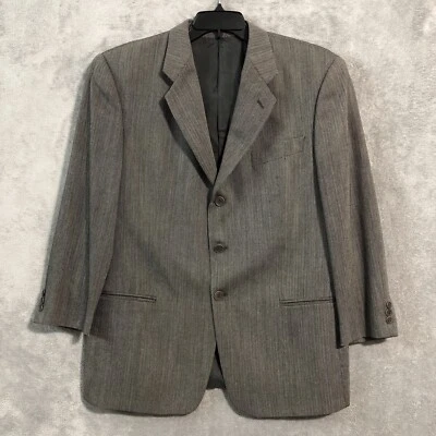Vintage Mani by ARMANI Sport Coat Wool Silk Blazer Gray Herringbone 42S Jacket - Image 1 of 4