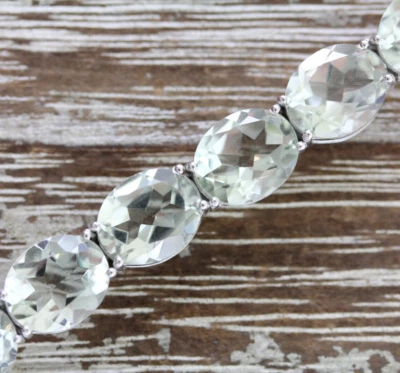 DISEÑADOR PRASIOLITA PIEDRAS PRECIOSAS TENIS PLATA ESTERLINA 925 7" LÍNEA PULSERA PILA Foto 1 de 4