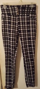 Girls black and white multicolor plaid casual Shosho polyester pants size s - Picture 1 of 2