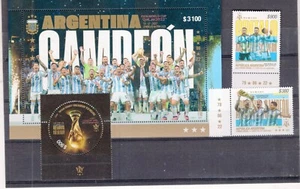SOCCER W/CUP 2022 - ARGENTINA, CHAMPION OF THE WORLD, COMPLETE SET,  MNH, VF - Picture 1 of 5
