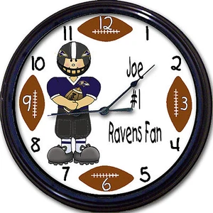Baltimore Ravens Personalized Wall Clock NFL Football Flacco Man Cave Custom New - Picture 1 of 1