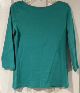 Talbots 100% Cotton 3/4 Sleeve Solid Green Tee Women Small - Picture 1 of 7
