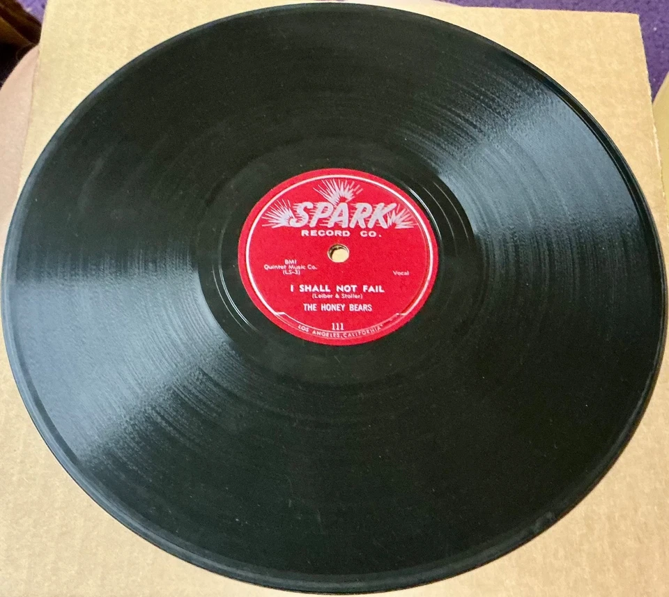 The Honey Bears 1955 DOO WOP 78 I Shall Not Fail / Whoa!  SPARK Mint- HEAR - Image 1 of 2