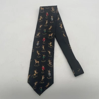 J. Z. Richards Mens Necktie 100% Black Silk Santa’s Reindeer Christmas USA NWT - Image 1 of 4
