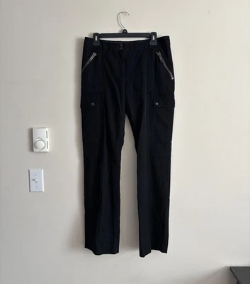 Burberry London Womens Medium 8 Wool Cargo Pants Black Zipper Button Luxury - Image 1 of 4