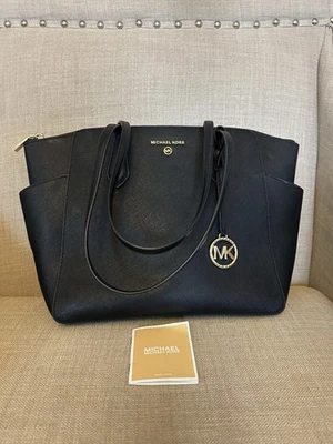 MICHAEL KORS MARILYN MEDIUM TOTE LEATHER BAG 30S2G6AT2L BLACK - Image 1 of 4
