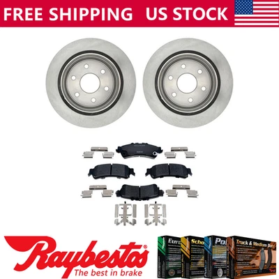 Rear Brake Rotors + Ceramic Brake Pad Set For 2001-2002 Chevrolet Silverado 1500 - Image 1 of 4
