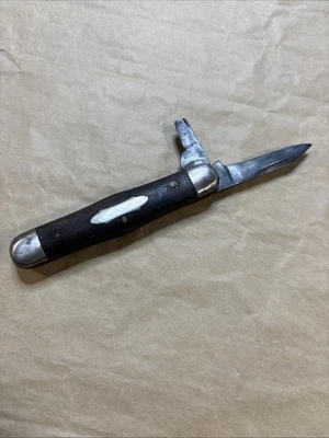 Vtg Cattaraugus Cutlery Co. 2 Blade Wood Handle Folding Pocket Knife 22276 READ! - Image 1 of 4