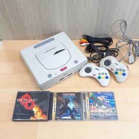 Sega Saturn console bundle with 3 games, 2 controllers & cables Japanese white