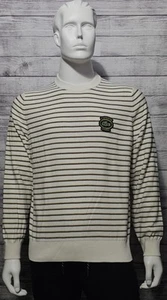 Neu Lacoste Herren klassische Passform cremeweiß Abzeichen gestreift Pullover Größe Medium - Bild 1 von 6