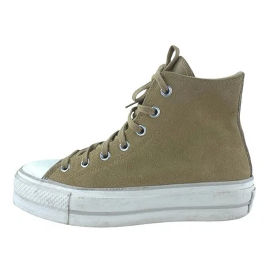 Converse Chuck Taylor All Star Lift Beige Suede High Top Platform Sneakers Sz 6 - Image 1 of 4