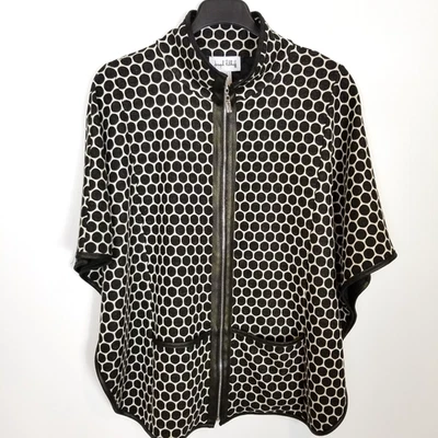 Chaqueta Poncho Joseph Ribkoff Couture Lunares Negra/Beige Cremallera Relajada Talla 10 Foto 1 de 4